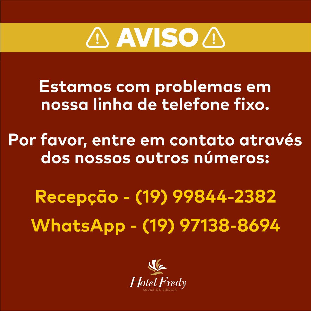 AVISO! Problemas no telefone.